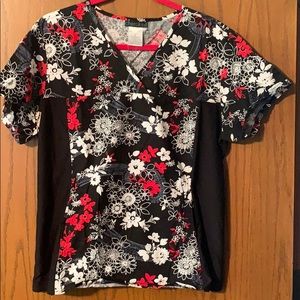 Floral scrub top